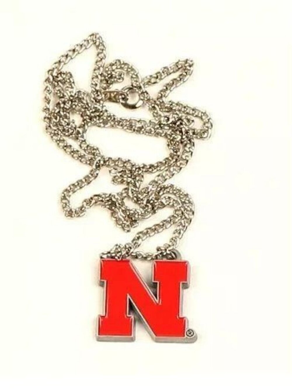 Nebraska Huskers Necklace 18" Silver Metal Chain Pendant NCAA Official Merch